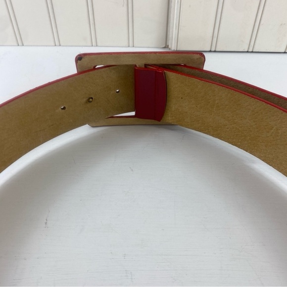 Apt. 9 Women’s Red Patent‎ Leather High Waist Rectangle Buckle Fashion Belt - Picture 4 of 10